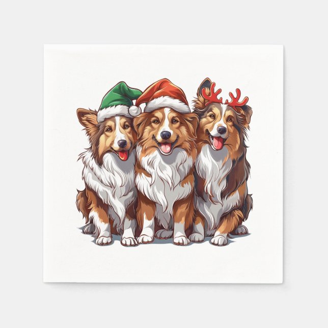 Servilleta De Papel Navidades Shetland Sheepdogs (Anverso)