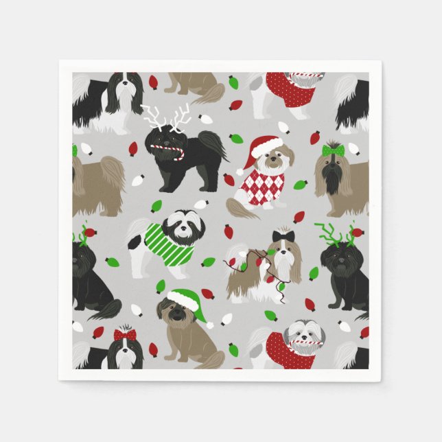 Servilleta De Papel Navidades Shih Tzu Dogs Napkins (Anverso)
