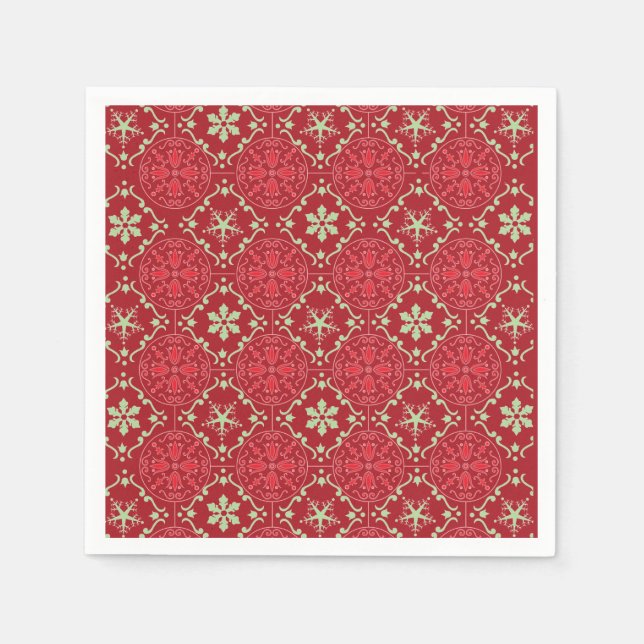 Servilleta De Papel Navidades Simple Red Green Classic Snowflake (Anverso)