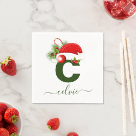 Servilleta De Papel Navidades simples de monogramas personalizados por
