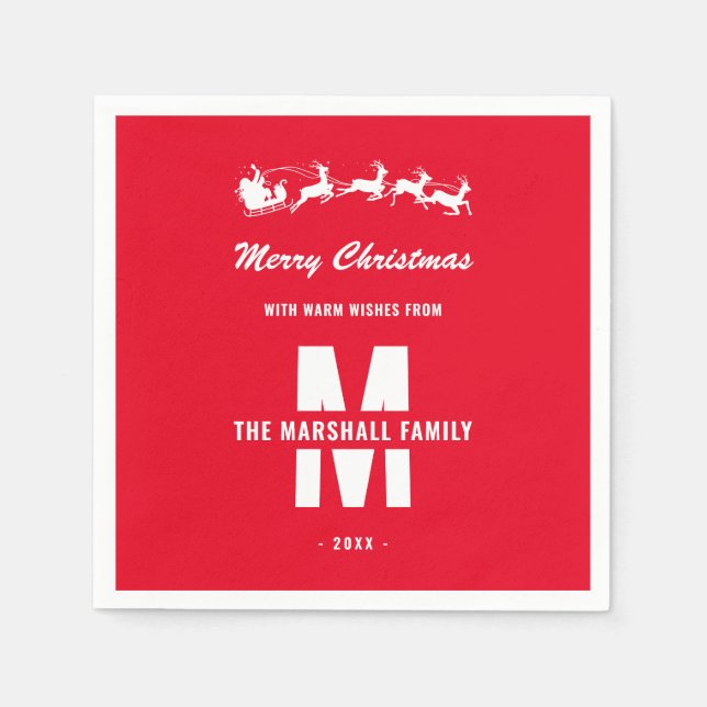 Servilleta De Papel Navidades simples de nombres de familia de monogra (Anverso)