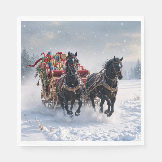 Servilleta De Papel Navidades Sleigh Llenos De Regalos (Anverso)