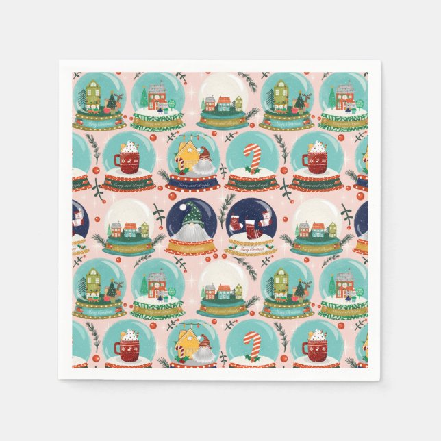 Servilleta De Papel Navidades snowglobe//Gnome//Gingerbread House// (Anverso)