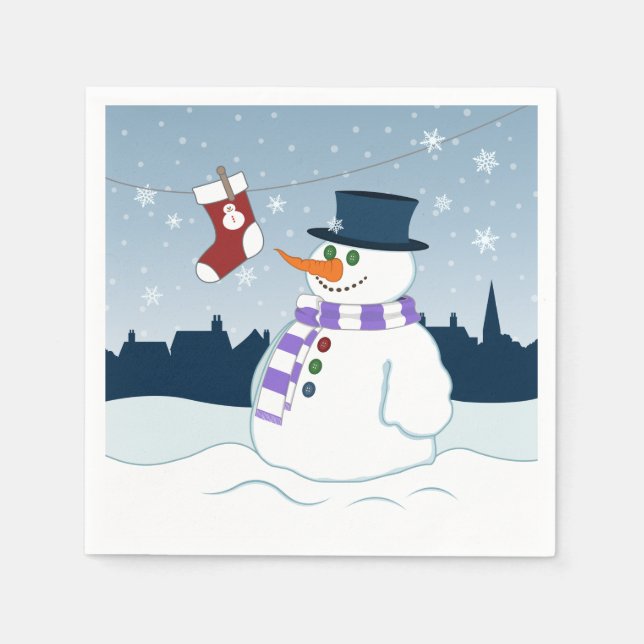 Servilleta De Papel Navidades Snowman y Stocking (Anverso)