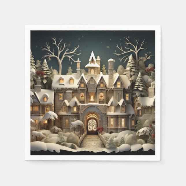 Servilleta De Papel Navidades Snowy Manor Storybook Wonderland (Anverso)