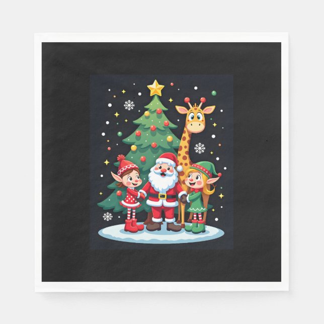 Servilleta De Papel Navidades Squad Santa Giraffe Elf Dabbing (Anverso)