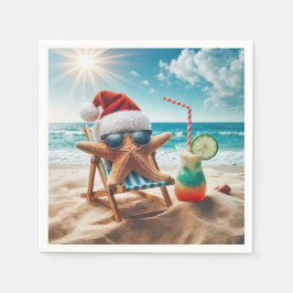 Servilleta De Papel Navidades Starfish con un cóctel