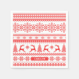 Servilleta De Papel Navidades suéter rojo liso monograma de patrón