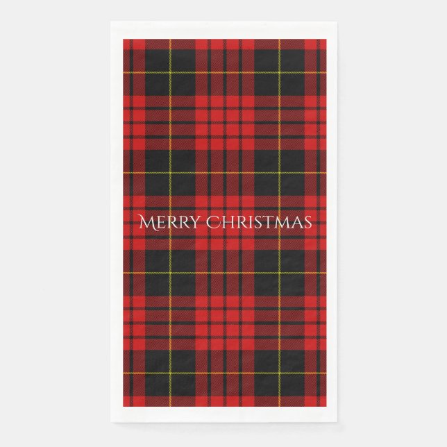 Servilleta De Papel Navidades Tartan Plaid Feliz Navidad (Anverso)