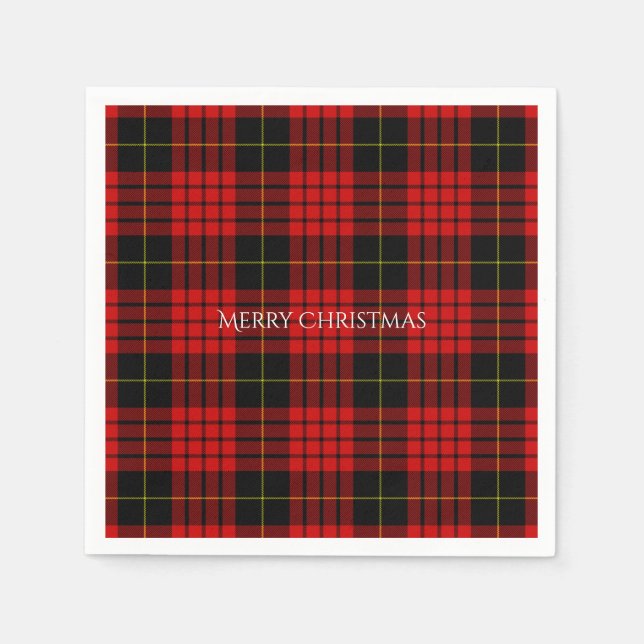 Servilleta De Papel Navidades Tartan Plaid Feliz Navidad (Anverso)