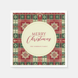 Servilleta De Papel Navidades Tartan Plaid Snowflake Rustic