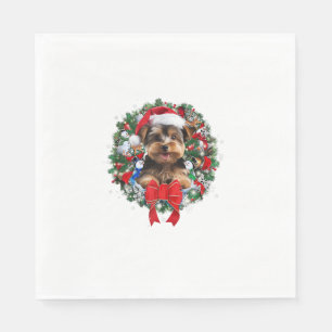 Servilleta De Papel Navidades Terrier de Yorkshire Wreath Decoración n