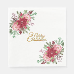Servilleta De Papel Navidades tradicionales y elegantes Poinsettia Lun