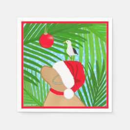 Servilleta De Papel Navidades Tropical de Perro Dorado de Santa Gaviot
