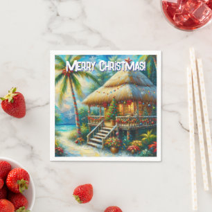 Servilleta De Papel Navidades Tropical Hut Palm Tree Decoupage