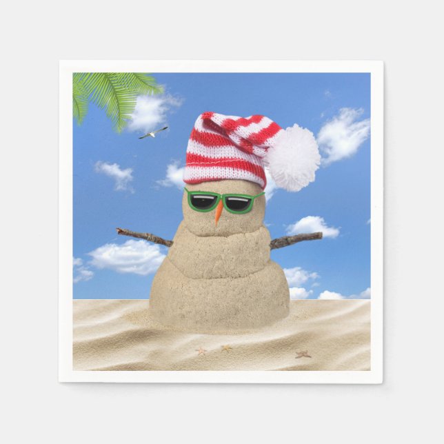 Servilleta De Papel Navidades tropicales Sand Snowman (Anverso)
