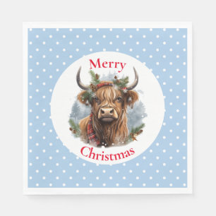 Servilleta De Papel Navidades: Vaca altraviesa azul