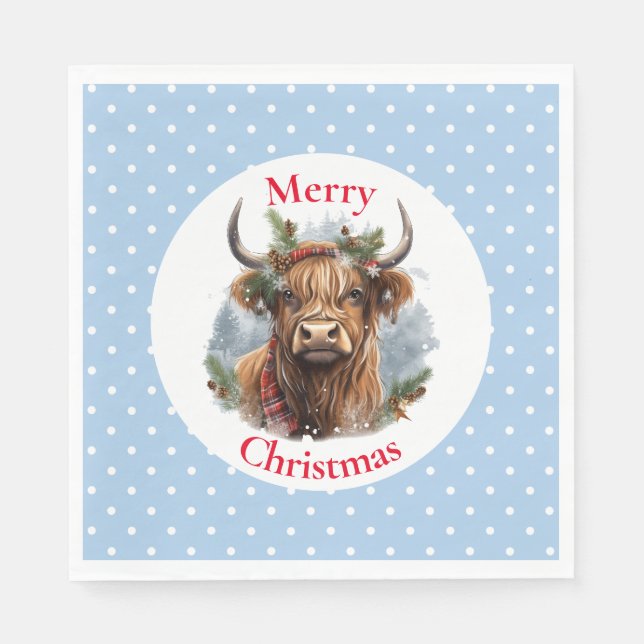 Servilleta De Papel Navidades: Vaca altraviesa azul (Anverso)