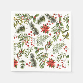 Servilleta De Papel Navidades Vacaciones Papel Pine Red Berries