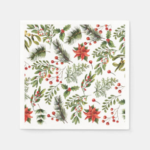 Servilleta De Papel Navidades Vacaciones Papel Pine Red Berries