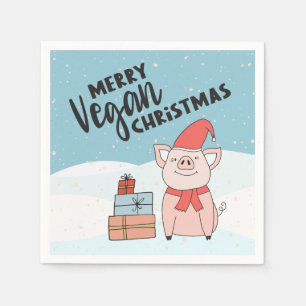Servilleta De Papel Navidades veganos con buen lechón y regalos