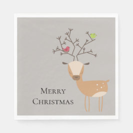 Servilleta De Papel Navidades venados con pájaros