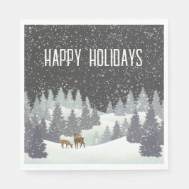 Servilleta De Papel Navidades venados y pollitos de invierno