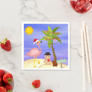Servilleta De Papel Navidades Verano Flamingo Beach Cute Holidays
