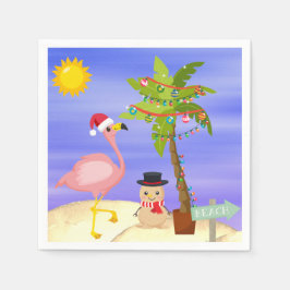 Servilleta De Papel Navidades Verano Flamingo Beach Cute Holidays