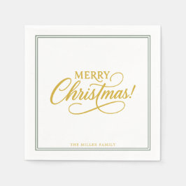 Servilleta De Papel Navidades Verde y dorado, elegante