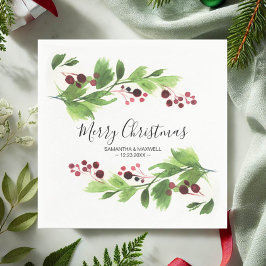 Servilleta De Papel Navidades Verdor Papel de Berries Rojos Napkin
