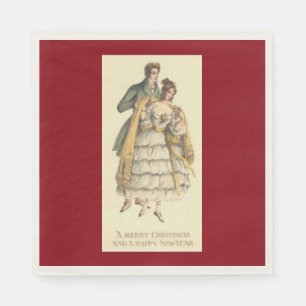 Servilleta De Papel Navidades victorianos Holiday Couple Vintage