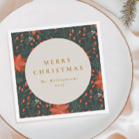 Navidades Vintage Red Botanic Greenery Personaliza