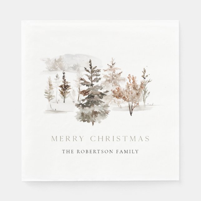 Servilleta De Papel Navidades Watercolor Winscape Napkin (Anverso)