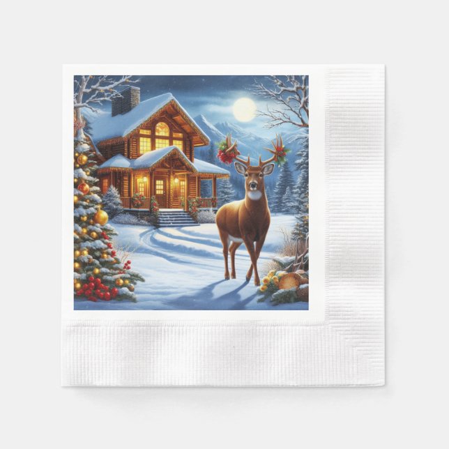 Servilleta De Papel Navidades/Winter Deer Lodge (Anverso)