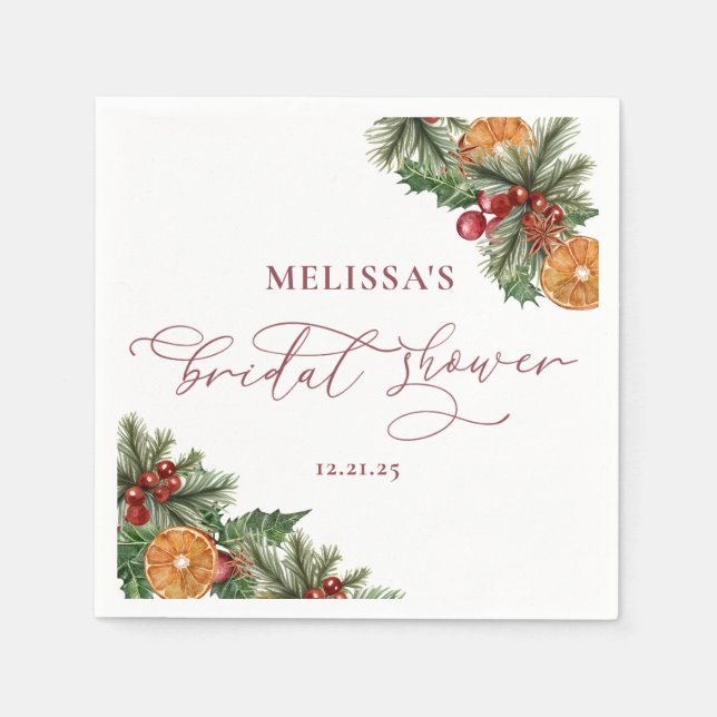 Servilleta De Papel Navidades Winter Floral Bridal Shower (Anverso)