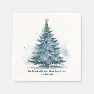 Servilleta De Papel Navidades Winter Wonderland Blue Tree Paper