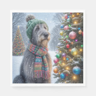 Servilleta De Papel Navidades Wolfhound Irlandés Con Árbol