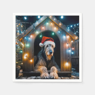 Servilleta De Papel Navidades Wolfhound irlandés en un Doghouse