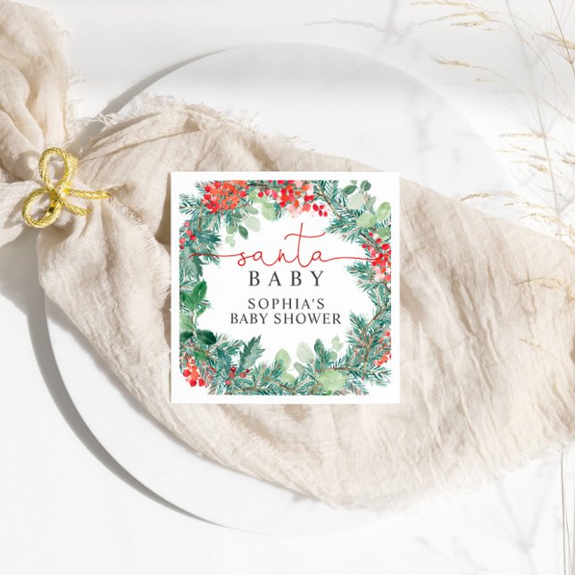 Servilleta De Papel Navidades Wreath Baby Shower Napkins (Subido por el creador)