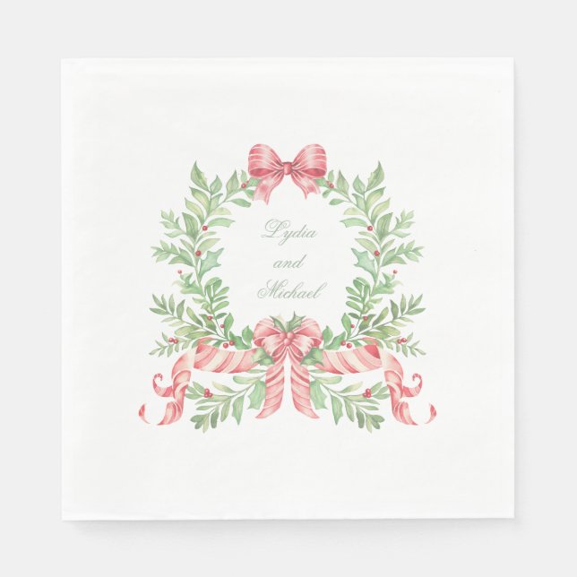 Servilleta De Papel Navidades Wreath Candy Cane Bow (Anverso)