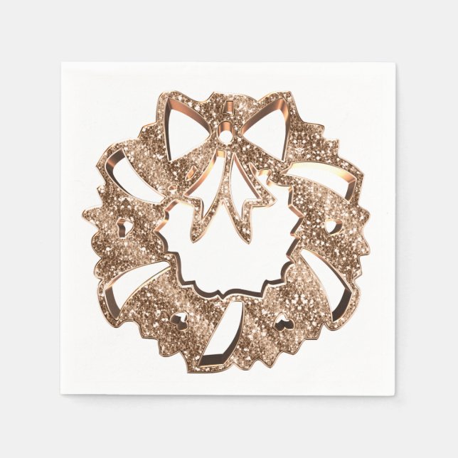 Servilleta De Papel Navidades Wreath Faux Gold Diamonds Elegant (Anverso)