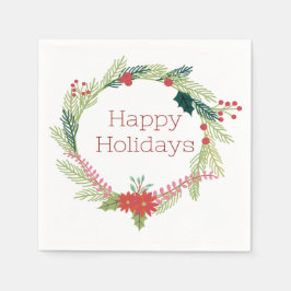 Servilleta De Papel Navidades Wreath Felices Fiestas