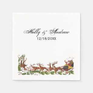 Servilleta De Papel Navidades Xmas Santa Sleigh Reindeer Border