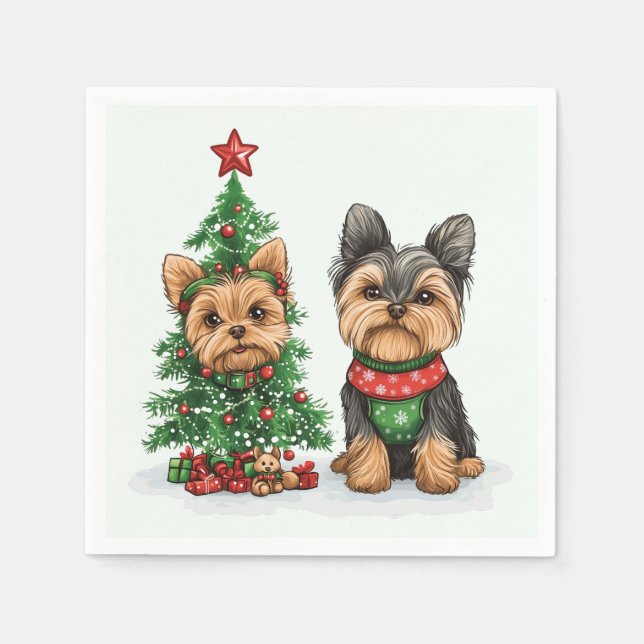 Servilleta De Papel Navidades Yorkie Dogs (Anverso)