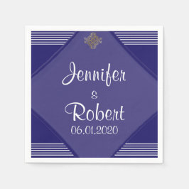 Servilleta De Papel Navy Art Deco Posh Boda Napkin
