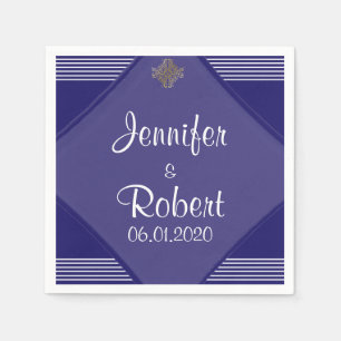 Servilleta De Papel Navy Art Deco Posh Boda Napkin