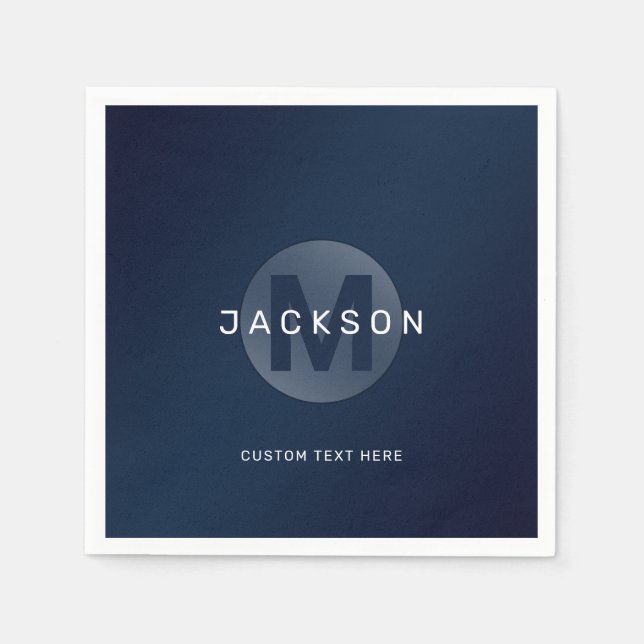 Servilleta De Papel Navy azul moderno simple monograma personalizado (Anverso)
