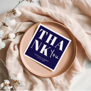 Servilleta De Papel Navy Blue Bold Minimalista Gracias Boda