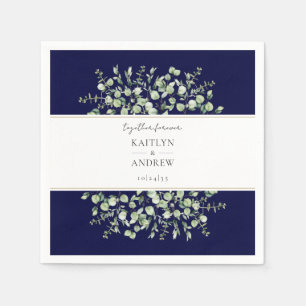 Servilleta De Papel Navy Blue Eucalyptus Together Forever Boda